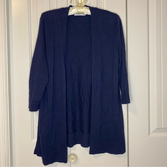 R Essentials Sweaters - Reitmans Essentials Navy Open Front Cardigan with 3/4 Sleeves
